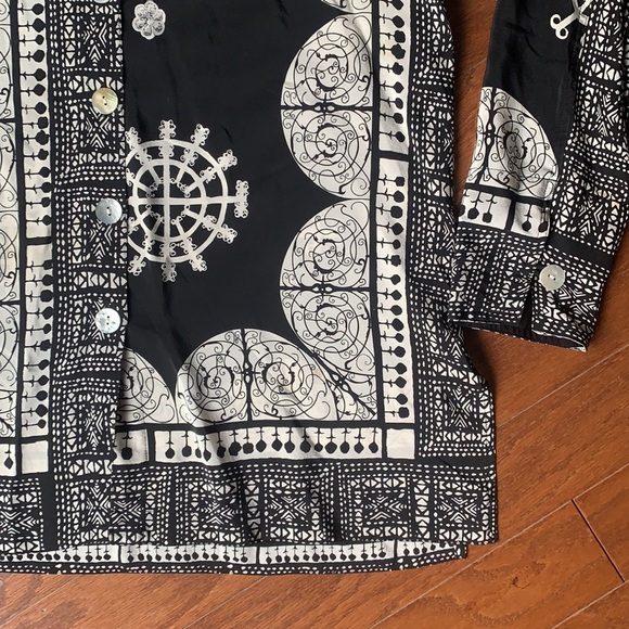 Stonebridge Vintage Silk Longline Asian Inspired Button Down Top Size Medium - Picture 3 of 10